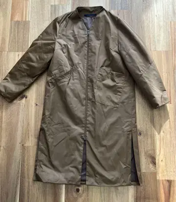 NAVY .WO 브라운 코트 노카라 코트 블루종 일본제