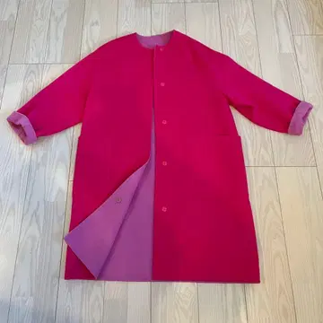 fray i.d 핑크 리버서블 울 코트