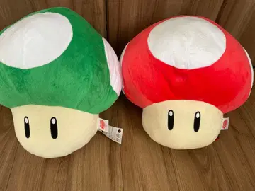 새상품급 슈퍼 마리오 봉제 인형 버섯 빨강 초록 택 포함 2개 세트