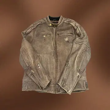 빈티지 가공 천연 가죽 바이커 스타일 자켓