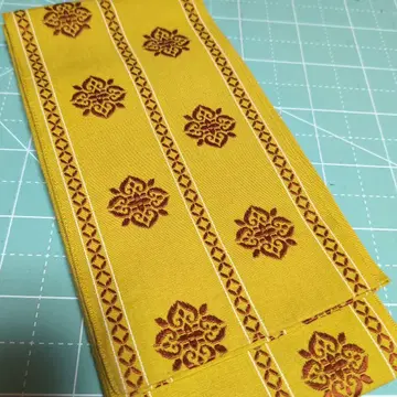 옐로우 컬러 꽃무늬 반폭 오비