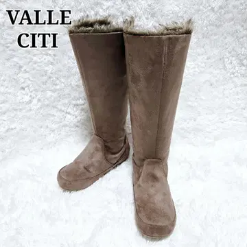 미사용 VALLE CITI 롱 부츠 스웨이드 느낌 퍼 38