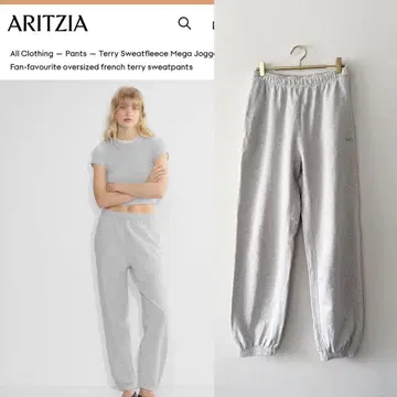 Aritzia 테리 맨투맨 플리스 조거 팬츠 그레이