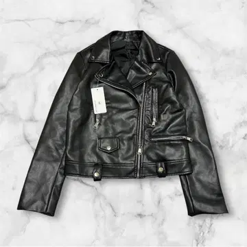 새상품 가죽 자켓 라이더 인조 가죽 블랙 여성용 L