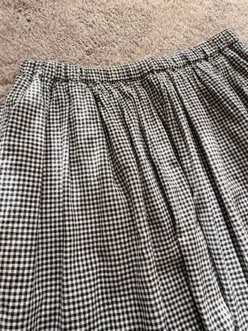 체크 롱 스커트 린넨 면