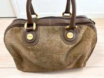 [ 새상품급 ] 볼보네제 보스턴 백 핸드백 스웨이드 가죽 메추라기 패턴