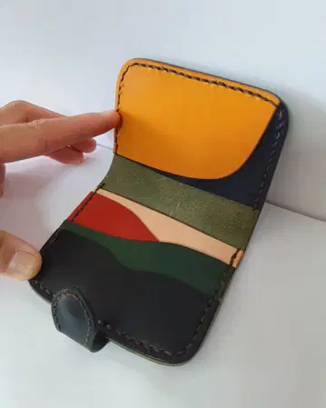 핸드메이드 가죽 카드 홀더 6개