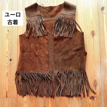 가죽 베스트 빈티지 웨스턴 유로 가죽 히피 레트로