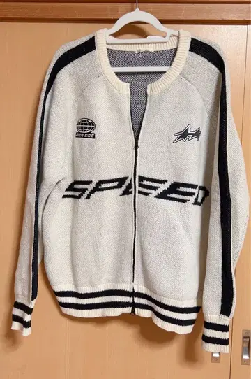 JaVa 레이서 디자인 더블 지퍼 니트 블루종 L 사이즈