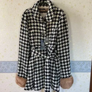 미사용 택 포함 INGNI 귀여운 코트 체크 울 40%