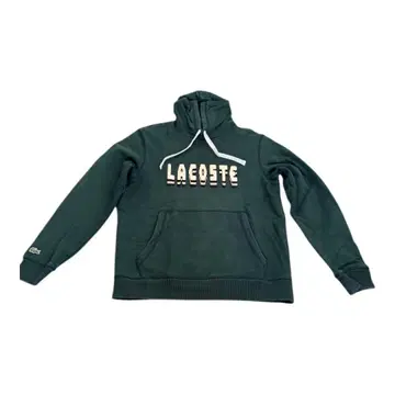 LACOSTE 다크 그린 후드 부착 후드티