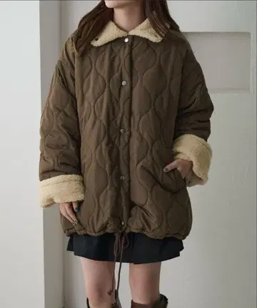 apres jour clair 보아 안감 퀼팅 자켓 브라운