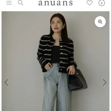 anuans 캐시미어 블렌드 노카라 니트 자켓 골드 버튼 완판템