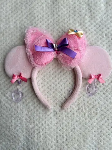 디즈니 미니 머리띠 귀찌 리본 핑크