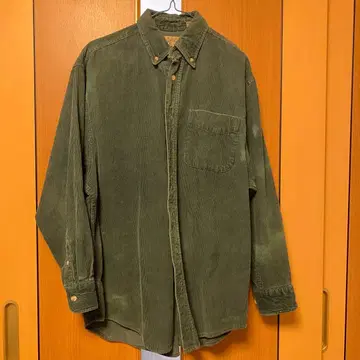 FARGO 코튼 셔츠 올리브 그린 S 구제 의류 밀리터리