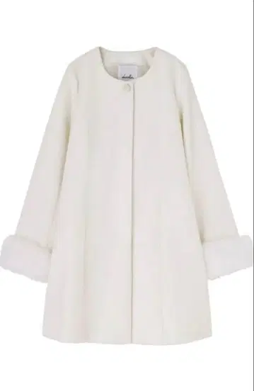 dazzlin 화이트 A라인 롱 코트 소매 퍼 포함
