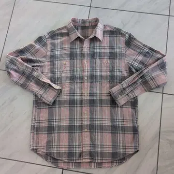 1 플란넬 셔츠 L 핑크 그레이 체크 기무라 타쿠야 스케이트보드