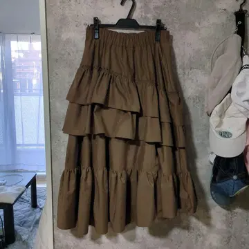 RANDA 브라운 롱 캉캉 스커트 F