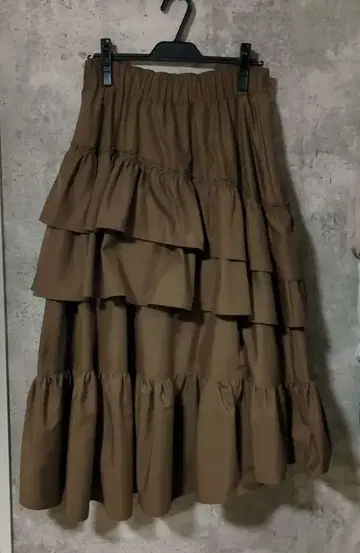 RANDA 브라운 비대칭 롱 캉캉 스커트 F