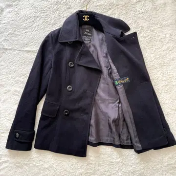 23구 양모 코트 피코트 더블 브레스트 캐시미어 혼방 다크 네이비