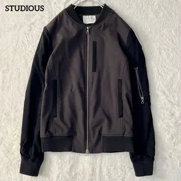 새상품급 STUDIOUS MA-1 블루종 집업 노카라 절개