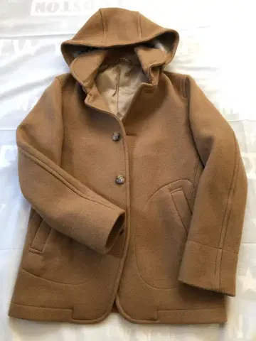 [ 새상품급 46 ] 23구 빅 사이즈 카멜 후드 부착 울 코트