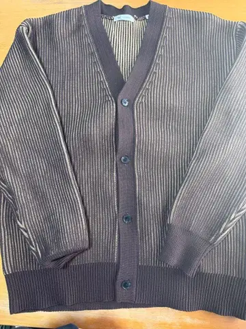 다케오 키쿠치 브라운 스트라이프 니트 가디건