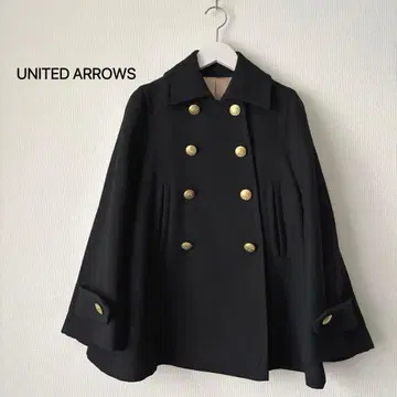 UNITED ARROWS 골드 버튼 A라인 피 코트 블랙