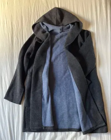 니트 롱 코트 후드 부착 가디건