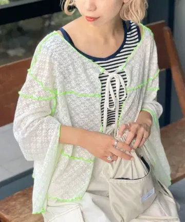 일요일 SALE 헬로 샌프란시스코 배색 메로 레이스 2way 가디건