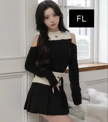 다리치 숄더 오픈 니트 셋업 FL