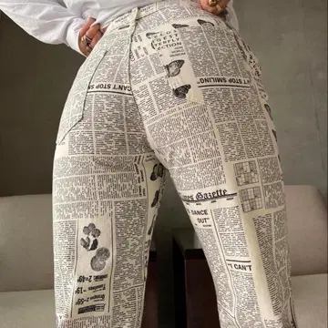 ZARA 신문 프린트 캐주얼 팬츠