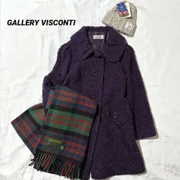 갤러리 비스콘티 푸들 코트 울 혼방 빅 칼라 A라인 귀여운