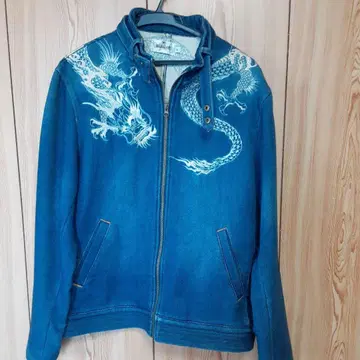 드래곤 자수 파랑 점퍼 XL