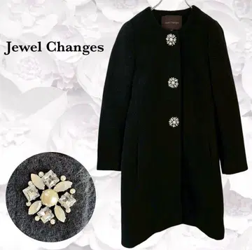 [ 주얼 체인지즈 ] 노카라 코트 [ S ] 블랙 블랙 알파카 비쥬