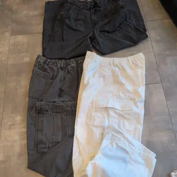 GU 카고 팬츠 세트 그레이 화이트 3개