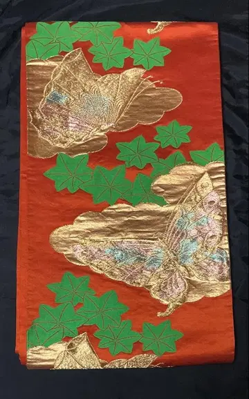 육통 후쿠로 오비 나비와 잎 디자인 1207