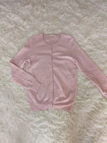 유니클로 캐시미어 100% 가디건 핑크 L