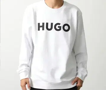HUGO 화이트 크루넥 맨투맨