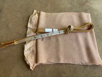 토분색 오비 장식 천 꽃무늬 황토색 허리띠 세트