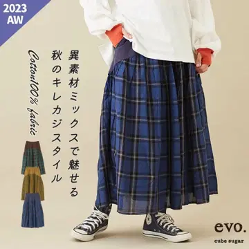 *미사용 새상품* CUBE SUGAR 티셔츠 x 다크 체크 스커트
