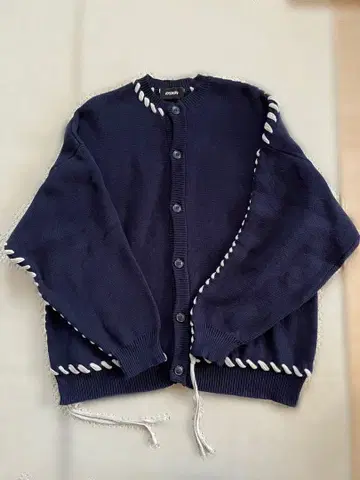 OPNING ACT 레이스업 코튼 니트 크루 가디건