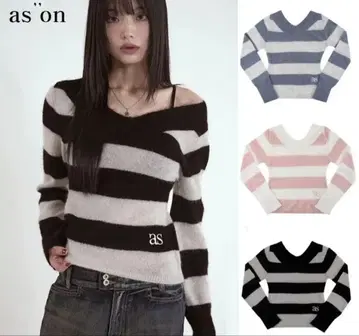 as'on 포니 스트라이프 니트