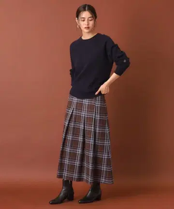 드레 스테리아 체크 턱 스커트