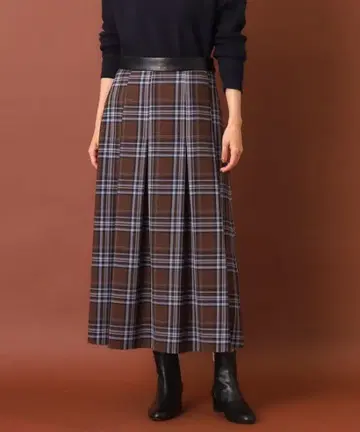 드레 스테리아 체크 턱 스커트
