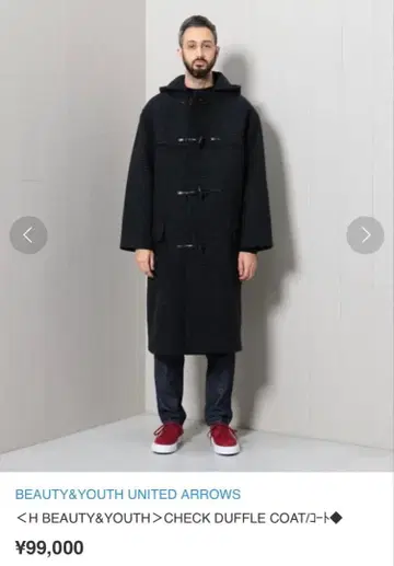 H BEAUTY&YOUTH CHECK DUFFLE COAT
