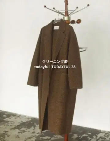 TODAYFUL 오버 체크 코트 브라운 체크 무늬 38