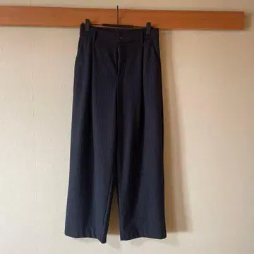 가로 세로 스트레치 기모 턱 와이드 팬츠 M 네이비 스트라이프