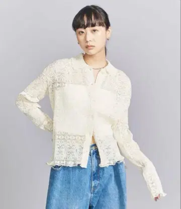 BEAUTY&YOUTH 레이스 플리츠 셔츠 워셔블