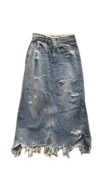 로데오 크라운즈 데미지 데님 롱 스커트